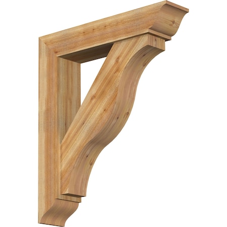 Ekena Millwork Funston Traditional Rough Sawn Bracket w/ Offset Brace, Western Red Cedar, 8"W x 38"D x 44"H BKT0806X38X44FST01RWR